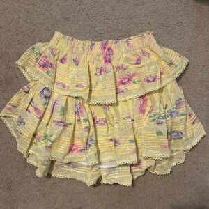 LoveShackFancy Yellow Floral Skirt